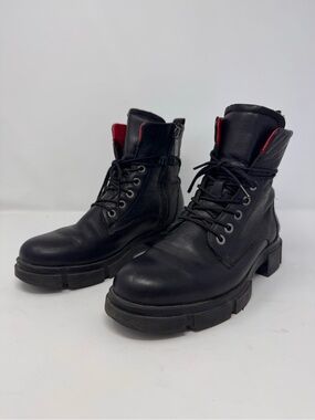 Saint + Sofia Noho Black Leather Size EU 37 US6 Black Leather Laced Combat Boots